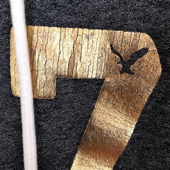 American Eagle Outfitters Logo Gray Hoodie Size S - Picture 3 of 6